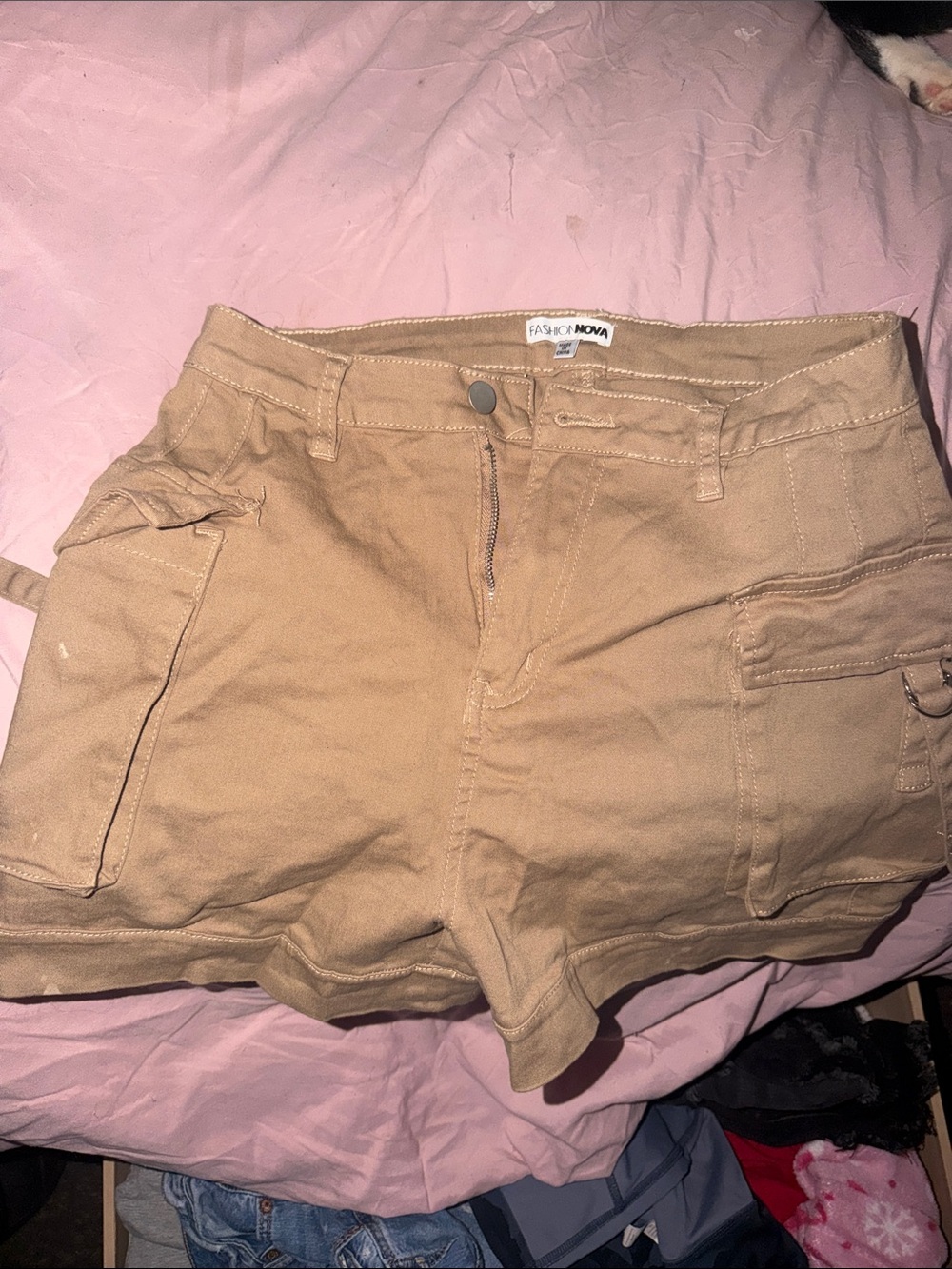 Fashion Nova Tan Cargo Utility Shorts - Women's